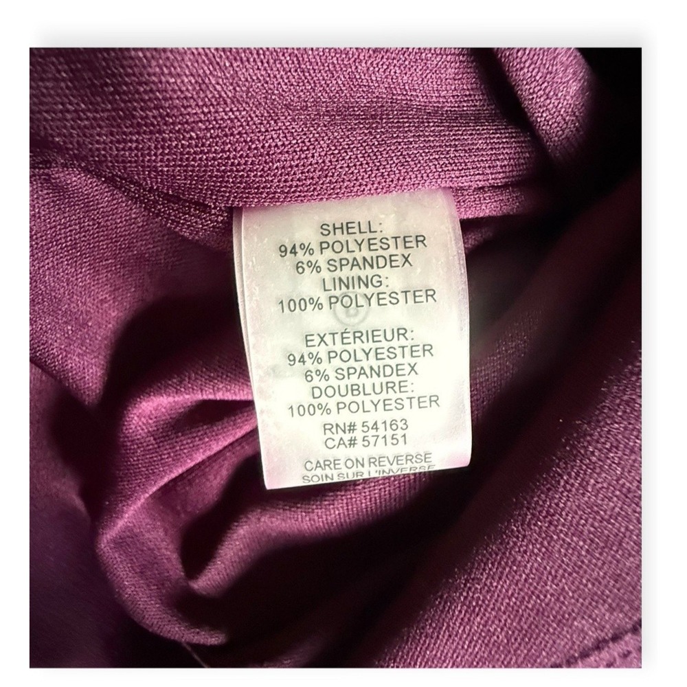 Deep Plum Sunburst Ruched Bodycon Dress Dark Vampy Romance Lace Sleeves Sz 2 - Picture 14 of 15